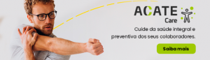 Banner de divulgação do programa ACATE Care, com a frase "cuide da saúde integral e preventiva dos seus colaboradores".