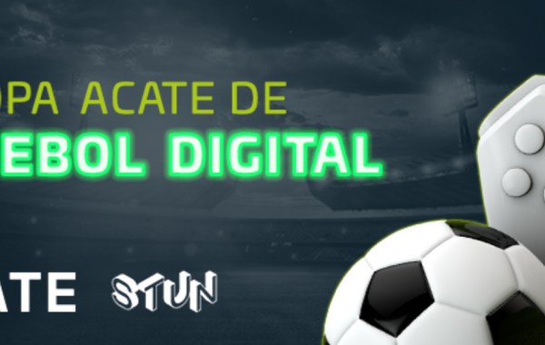 Banner da3ª Copa ACATE de Futebol Digital, com as logos da ACATE e do Stun Game Festival