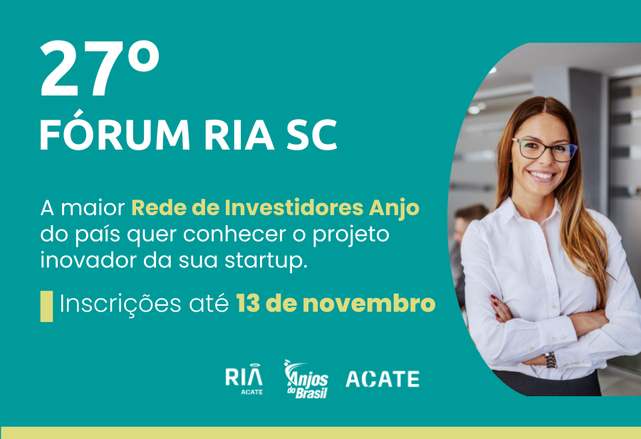 27º Fórum RIA abre oportunidade para que empreendedores façam pitch de suas startups a investidores anjo no próximo dia 27 de novembro.