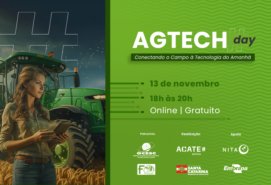 Evento AgTech Day será online na próxima segunda (13) e vai reunir empresas e pesquisadores com soluções para conectar as tecnologias ao campo