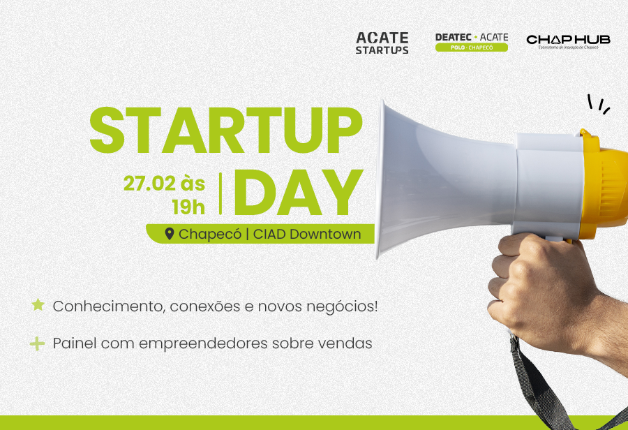 Encontro Startup Day em Chapecó será realizado na terça-feira (27) e vai apresentar palestras sobre o desenvolvimento de startups.
