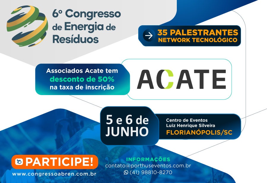 Congresso de Energia de Resíduos será realizado nos dias 5 e 6 de junho de 2025, no Centro de Eventos Luiz Henrique Silveira.
