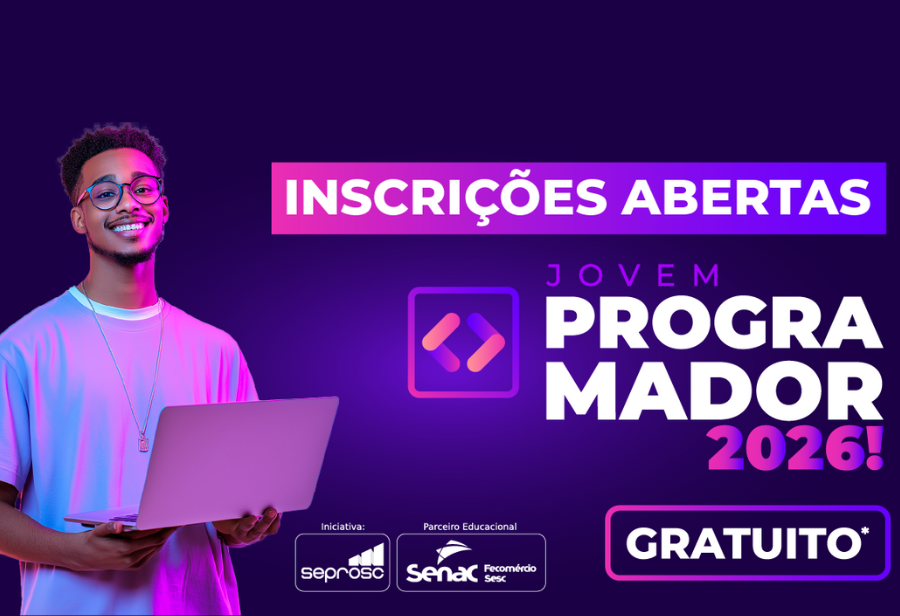 Inscrições para turmas do Jovem Programador em 23 cidades de SC seguem disponíveis até o próximo domingo, dia 18 de janeiro de 2026.